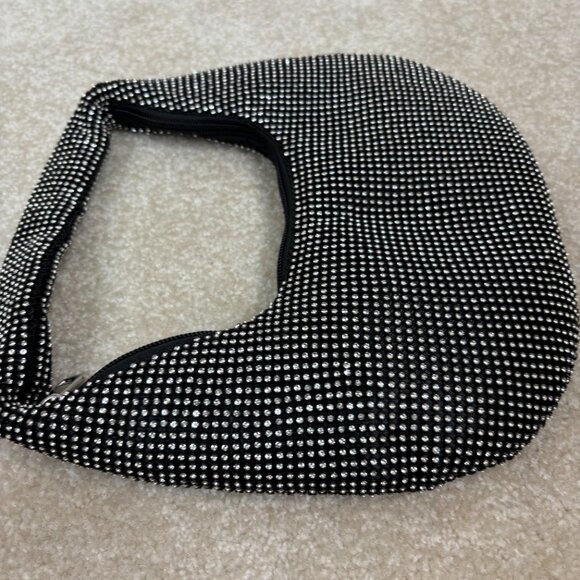 Jessica‎ McClintock Ada Crystal Hobo Bag Silver and Black New - Picture 6 of 9